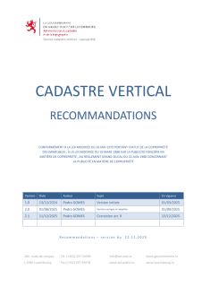 Cadastre Vertical - Recommandations
