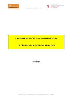 Cadastre Vertical - Recommandations pour la délimitation des lots privatifs - version janvier 2023
